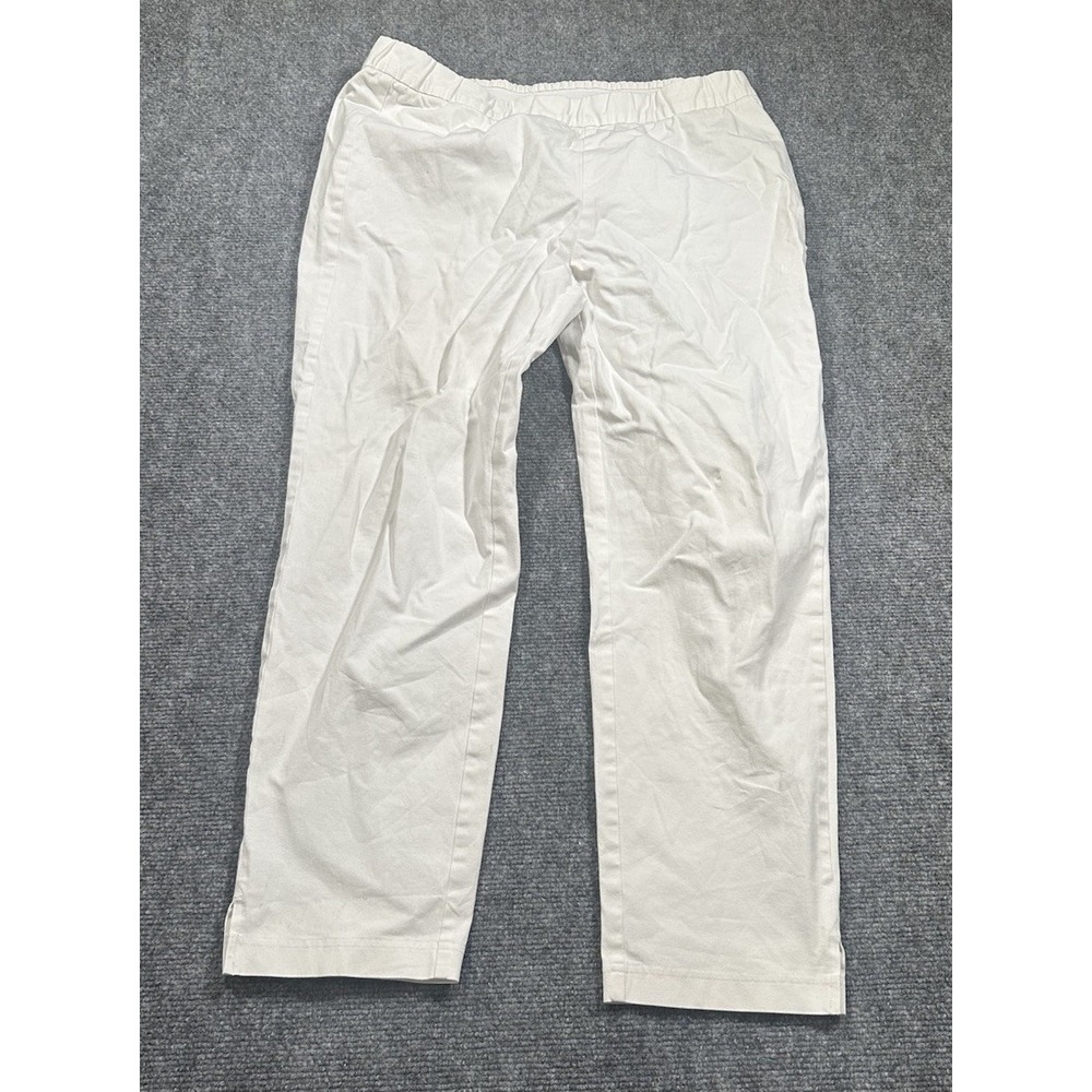 Eileen Fisher Women's M White Capri Pants Elastic Waste Organic Cotton